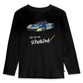 Einschulung Junge Schulkind Schulanfang Polizei - Kinder Premium Bio Langarmshirt - Schwarz - Vorne - AI Model Kid Male (0cm)