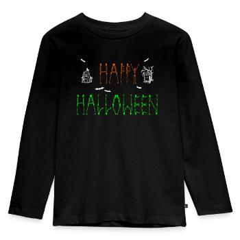 Halloween - Kinder Premium Bio Langarmshirt - Schwarz - Vorne - AI Model Kid Male (0cm)