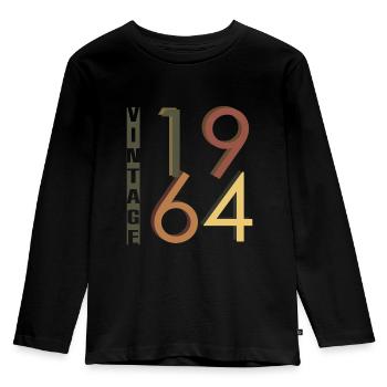 1964 - Kinder Premium Bio Langarmshirt - Schwarz - Vorne - AI Model Kid Male (0cm)