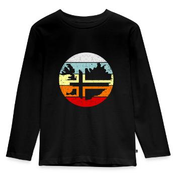 Island - Kinder Premium Bio Langarmshirt - Schwarz - Vorne - AI Model Kid Male (0cm)