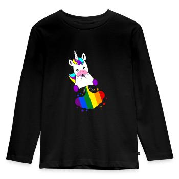 Einhorn - Kinder Premium Bio Langarmshirt - Schwarz - Vorne - AI Model Kid Male (0cm)