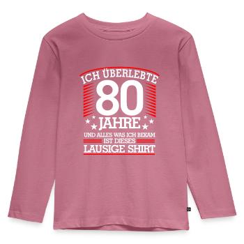 80. Geburtstag - Kinder Premium Bio Langarmshirt - Mauve - Vorne - AI Model Kid Female (0cm)
