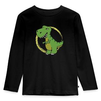 Dino Dinosaurier - Kinder Premium Bio Langarmshirt - Schwarz - Vorne - AI Model Kid Male (0cm)