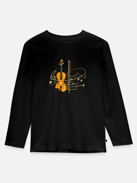Geige - Kinder Premium Bio Langarmshirt - Schwarz