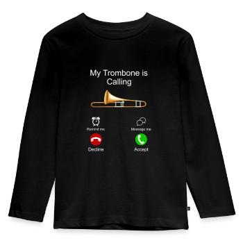 Posaune - Kinder Premium Bio Langarmshirt - Schwarz - Vorne - AI Model Kid Male (0cm)