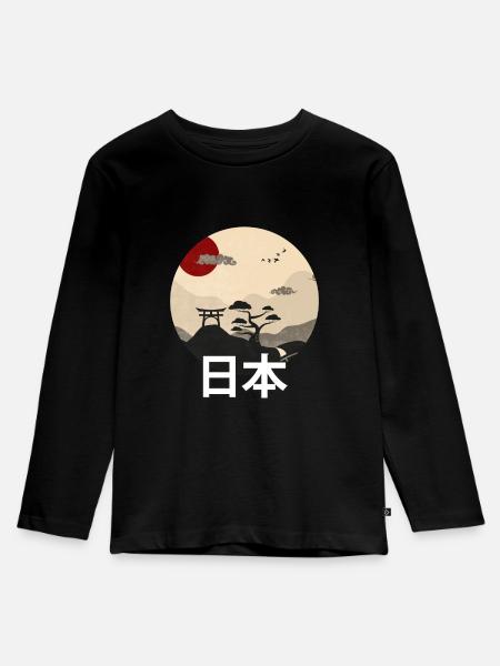 Japan - Kinder Premium Bio Langarmshirt - Schwarz