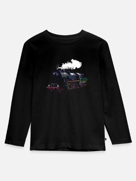 Züge - Kinder Premium Bio Langarmshirt - Schwarz