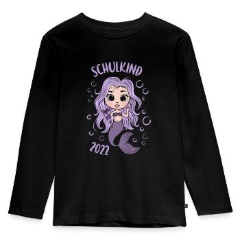 Schulkind 2022 Mädchen Meerjungfrau Einschulung - Kinder Premium Bio Langarmshirt - Schwarz - Vorne - AI Model Kid Male (0cm)
