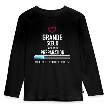je Suis Bientot Grande Soeur Vueillez Patienter - T-shirt manches longues Premium Enfant - noir - Devant - AI Model Kid Male (0cm)