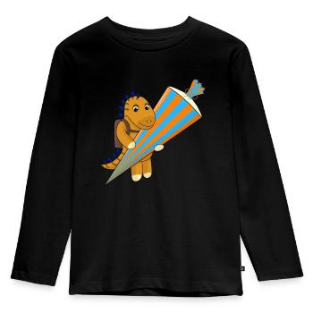 Scolarisation des dinosaures Sac d’école - T-shirt manches longues Premium Enfant - noir - Devant - AI Model Kid Male (0cm)