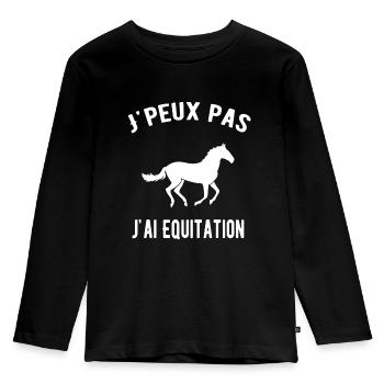 J'peux pas j'ai Equitation - T-shirt manches longues Premium Enfant - noir - Devant - AI Model Kid Male (0cm)