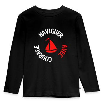 naviguer avec courage - T-shirt manches longues Premium Enfant - noir - Devant - AI Model Kid Male (0cm)