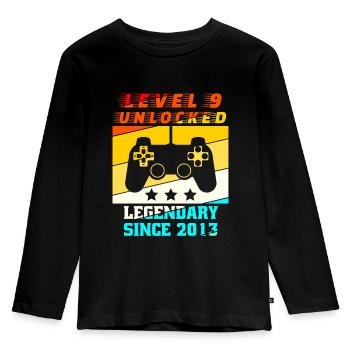 Level 9 unlocked legendary since 2013 - Kids' Premium Longsleeve Shirt - black - Front - AI Model Kid Male (0cm)