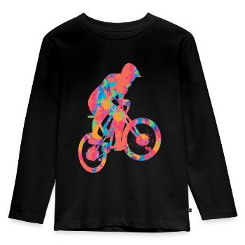 BMX Kinder Shirt Colorful Fahrrad Fahrradfahrer - Kinder Premium Bio Langarmshirt - Schwarz - Vorne - AI Model Kid Male (0cm)