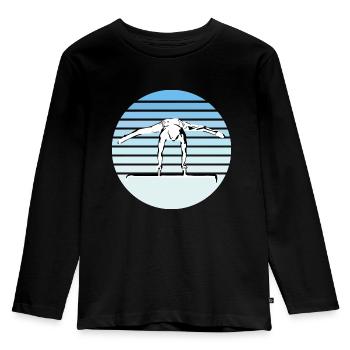 Turnen, Turner - Männer und Jungs; Gymnastics - Kinder Premium Bio Langarmshirt - Schwarz - Vorne - AI Model Kid Male (0cm)