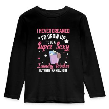 Travailleurs de lavage - T-shirt manches longues Premium Enfant - noir - Devant - AI Model Kid Male (0cm)
