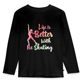 Eislaufen - Kinder Premium Bio Langarmshirt - Schwarz - Vorne - AI Model Kid Male (0cm)