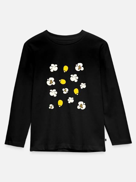 Popcorn - Kinder Premium Bio Langarmshirt - Schwarz