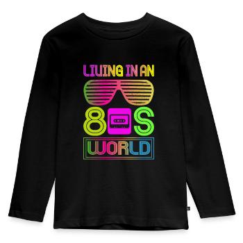 Fille garçon enfants 70 s 80 s 90 s Disco Costume tenue - T-shirt manches longues Premium Enfant - noir - Devant - AI Model Kid Male (0cm)
