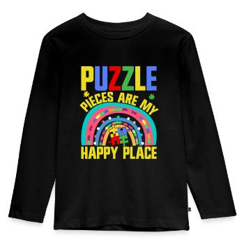 Puzzle Pièce Puzzle Amateur de Puzzle - T-shirt manches longues Premium Enfant - noir - Devant - AI Model Kid Male (0cm)