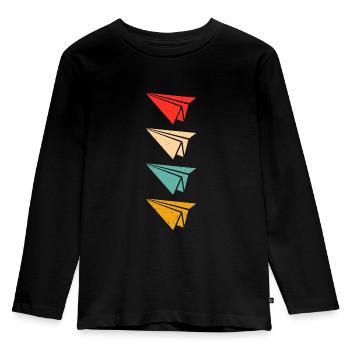 Avion en papier Origami Maître de l’avion en papier - T-shirt manches longues Premium Enfant - noir - Devant - AI Model Kid Male (0cm)