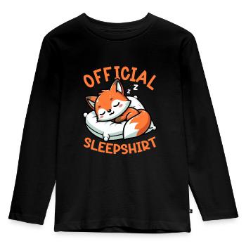 Official Sleeper Fox Cute Funny Lazy - Kids' Premium Longsleeve Shirt - black - Front - AI Model Kid Male (0cm)