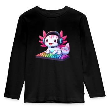 Gamesolotl Axolotl PC Gaming Gamer Video Player - Kids' Premium Longsleeve Shirt - black - Front - AI Model Kid Male (0cm)