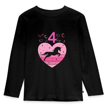 4. Geburtstag Mädchen vier 4 Jahre Pferd Unicorn - Kinder Premium Bio Langarmshirt - Schwarz - Vorne - AI Model Kid Male (0cm)