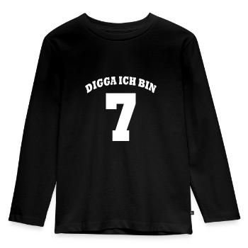 7 Jahre Geburtstag Kinder - Digga ich bin 7 - Kinder Premium Bio Langarmshirt - Schwarz - Vorne - AI Model Kid Male (0cm)
