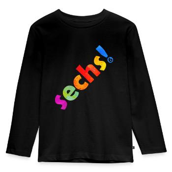 SECHS 6 JAHRE 6. GEBURTSTAG - Kinder Premium Bio Langarmshirt - Schwarz - Vorne - AI Model Kid Male (0cm)