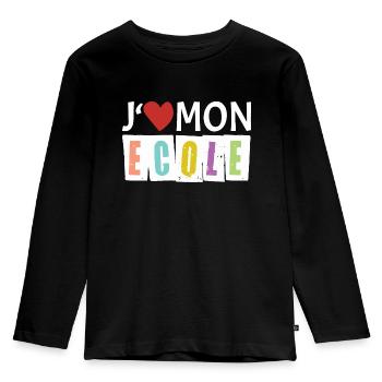 J aime mon école - T-shirt manches longues Premium Enfant - noir - Devant - AI Model Kid Male (0cm)