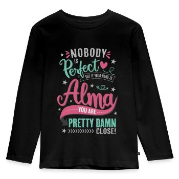Alma Name Namenstag Spruch Geschenk Mädchen - Kinder Premium Bio Langarmshirt - Schwarz - Vorne - AI Model Kid Male (0cm)
