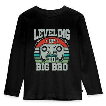 Gaming Gamer Brother Leveling Up To Big Bro - Kids' Premium Longsleeve Shirt - black - Front - AI Model Kid Male (0cm)