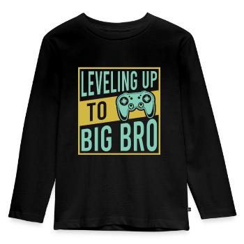 Gaming Gamer Brother Leveling Up To Big Bro - Kids' Premium Longsleeve Shirt - black - Front - AI Model Kid Male (0cm)