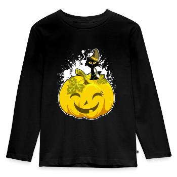 Halloween Kürbis Halloween Kürbis Halloween Kürbis - Kinder Premium Bio Langarmshirt - Schwarz - Vorne - AI Model Kid Male (0cm)