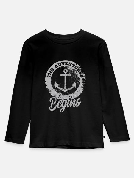 Maritim - Kinder Premium Bio Langarmshirt - Schwarz