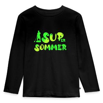 super sommer SUP - Kinder Premium Bio Langarmshirt - Schwarz - Vorne - AI Model Kid Male (0cm)