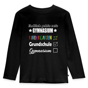 Gymnasium Einschulung 5. Klasse Geschenk - Kinder Premium Bio Langarmshirt - Schwarz - Vorne - AI Model Kid Male (0cm)