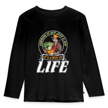 Farmer cows farmer yard gift - Kids' Premium Longsleeve Shirt - black - Front - AI Model Kid Male (0cm)