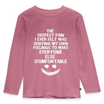 Depression Deppressiv Psyche Therapie Bipolar - Kinder Premium Bio Langarmshirt - Mauve - Vorne - AI Model Kid Female (0cm)