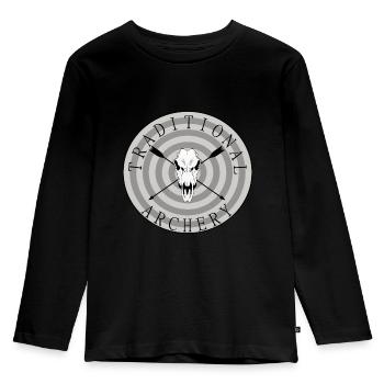 traditionelles Bogenschießen, Bogenschütze, Shirt - Kinder Premium Bio Langarmshirt - Schwarz - Vorne - AI Model Kid Male (0cm)