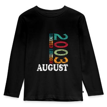 August 2003 Jahrestag August 2003 August - Kinder Premium Bio Langarmshirt - Schwarz - Vorne - AI Model Kid Male (0cm)