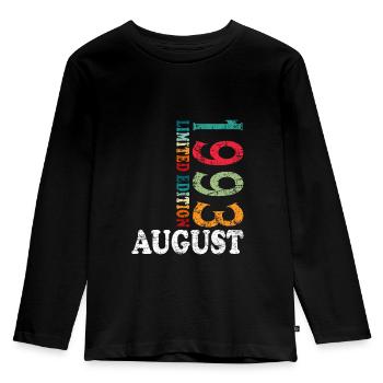 August 1993 Anniversary August 1993 August - Kids' Premium Longsleeve Shirt - black - Front - AI Model Kid Male (0cm)