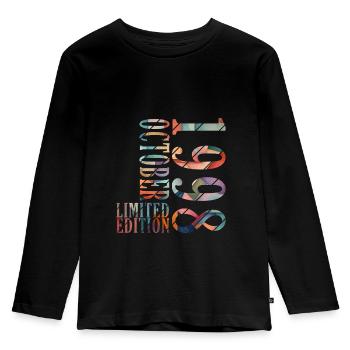 october 1998 anniversary october 1998 october - Kids' Premium Longsleeve Shirt - black - Front - AI Model Kid Male (0cm)