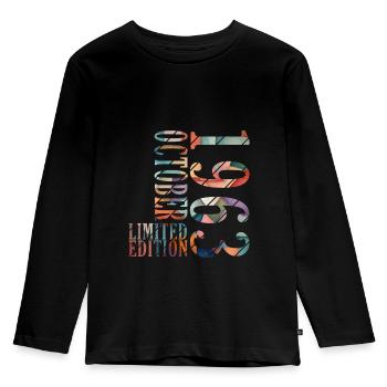 october 1963 anniversary october 1963 october - Kids' Premium Longsleeve Shirt - black - Front - AI Model Kid Male (0cm)