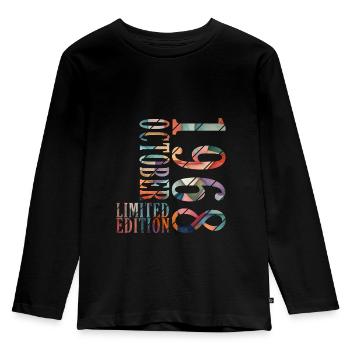 october 1968 anniversary october 1968 october - Kids' Premium Longsleeve Shirt - black - Front - AI Model Kid Male (0cm)