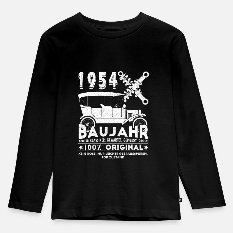 Oldtimer Baujahr 1954 - 70. Geburtstag - Kinder Premium Bio Langarmshirt - Schwarz
