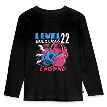 Level 22 freigeschaltet Geburtstagsshirt Geschenk - Kinder Premium Bio Langarmshirt - Schwarz - Vorne - AI Model Kid Male (0cm)