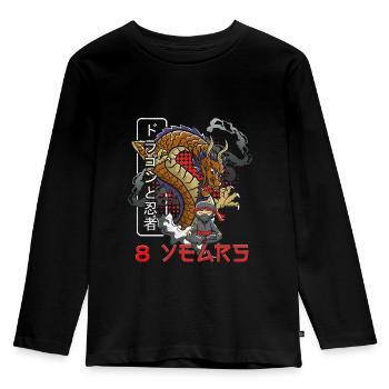 8. Geburtstag 8 Jahre Ninja Geschenk - Kinder Premium Bio Langarmshirt - Schwarz - Vorne - AI Model Kid Male (0cm)