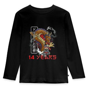 NINJA BIRTHDAY 14 Years Comic 14 Birthday - Kids' Premium Longsleeve Shirt - black - Front - AI Model Kid Male (0cm)